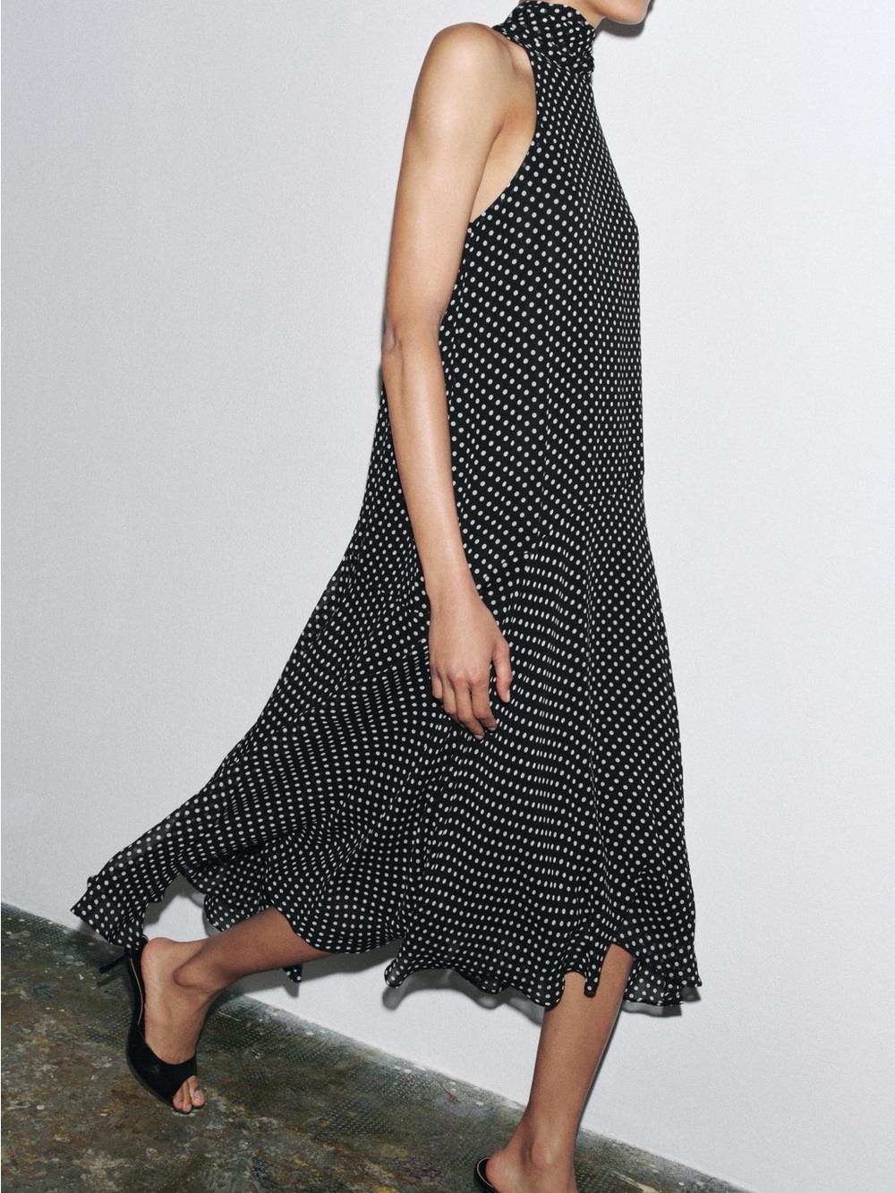 Zara Black and White Polka Dot Maxi Dress - Picture 2 of 5